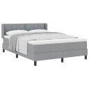  Box Spring Seng med Madrass Lysegrå 140x200 cm Stoff