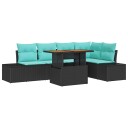 vidaXL Hagesofa Set 6 stk. 5-Antall seter Svart og Blågrønn