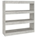 vidaXL Bokhylle/romdeler betonggr? 100x30x103 cm