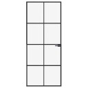 vidaXL Innerdør svart 83x201,5 cm herdet glass og aluminium slank