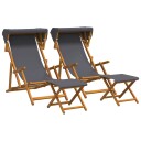 vidaXL Hage Stol 4 pcs 3 Posisjon Solid Eucalyptus Tre Grå