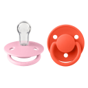 BIBS Pacifier De Lux 2 PACK Silicone Baby Pink/Tango Onesize