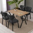 Krylor spisegruppe bord 110 cm + 4 stoler - Antrasitt Valnøtt