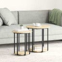  Sidebord 2 stk Sonoma Eik Laget av Tre og Metall