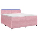 vidaXL Kontinentalseng med madrass Rosa 200 x 200 cm Fløyel