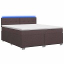 vidaXL Box Spring Seng med Madrass og LED Mørk brun 180 x 200 cm Stoff