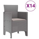  Hagemøbel sett 15 pcs Lysegrå Stor Poly Rattan Stål