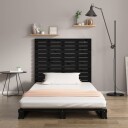 vidaXL Veggmontert sengegavl svart 126x3x91,5 cm heltre furu