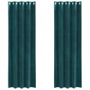  Gardiner med gardiner 2 pcs Mørkegrønn 140 x 245 cm Fløyel