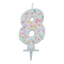 Bursdagslys med dryss 7 cm - Tallet 8