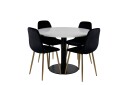 Venture Home Razzia Spisegruppe 106 cm Rund med 4 Polar Stoler Sort/Guld