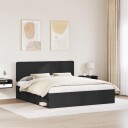  Sengestamme med hodegjerde Svart 200 x 200 cm Massiv furu