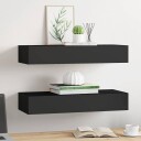 vidaXL Veggmonterte skuffehyller 2 stk svart 60x23,5x10 cm MDF