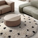Rundt teppe   Soria Natural Cotton Shaggy offwhite/svart Størrelse: Ø 160 cm