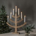 Star Trading Gillian 64 cm Lysestake i Brun Tre med Messingdetaljer