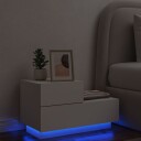  Nattbord med LED hvit 70x36x40,5 cm 836777