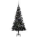 vidaXL Kunstig juletre med LED og kulesett 180 cm PVC svart