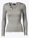 Rosemunde Benita Silk T-Shirt W/ Lace Grå L
