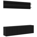  TV Enheter Veggmontert 6 pcs Svart eik Konstruert tre