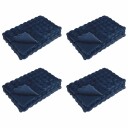  Faux kaninullteppe 4 pcs Marineblå 130 x 150 cm Polyester