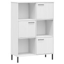vidaXL Bokhylle med metallben hvit 90x35x128,5 cm heltre OSLO