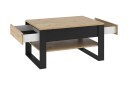 Quant Sofabord 100 cm med Oppbevaring 2 Skuffer + Hylle - Eikefarge/Svart