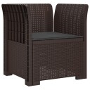 vidaXL 1 seters Stol med Pute Rattan Utseende PP Brun