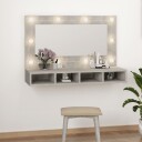 vidaXL Speilskap med LED betonggrå 90x31,5x62 cm