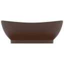 vidaXL Luksuriøs servant overløp oval mørkebrun 58,5x39 cm keramisk