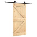 vidaXL Skyvedør Naturlig og svart 95 x 210 cm Massiv Furu Tre
