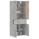 vidaXL Highboard betong grå 69,5x34x180 cm konstruert tre 8720845492915