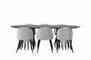 Venture Home Stone Spisegruppe 220 cm Rektangulær med 6 Velvet Stoler Grå