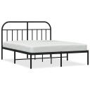 vidaXL Sengeramme i metall med sengegavl svart 150x200 cm