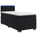 vidaXL Box Spring Seng med Madrass og LED Svart 90 x 200 cm Fløyel