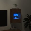 vidaXL Vegghengt TV-benk med LED-lys brun eik 40x30x60,5 cm 8721012256743