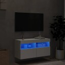 vidaXL Vegghengt TV-benk med LED hvit 80x30x40 cm 8721012257818
