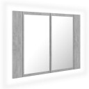 vidaXL LED-speilskap betonggrå 60x12x45 cm akryl