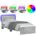  Sengeramme med hodegavl og LED-lys betonggrå 75x190 cm 8721012241947
