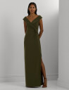 Lauren Ralph Lauren Jersey Off The Shoulder Gown   Green   44