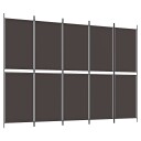 vidaXL Romdeler med 5 paneler brun 250x180 cm stoff