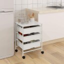 Rullevogn Serveringsvogn med 3-lags håndtak Oppbevaringsvogn for kjøkken Stue 40,8 x 33,5 x 60,5 cm Hvit