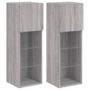  TV benker med LED lys 2 stk grå sonoma 30,5x30x90 cm