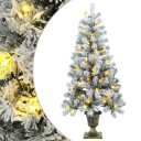 vidaXL Flokket mini-juletre 120 cm 100 LED-lys Varmhvit PVC