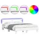 vidaXL Sengeramme med hodegavl og LED hvit 140x200 cm 8721012247635