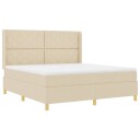  Box Spring Seng med Madrass & LED Krem 180x200 cm Stoff