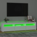  TV-benk med LED-lys hvit 180x35x40 cm