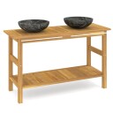  Baderomshylle med svarte marmorvasker heltre teak
