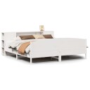  Seng med bokhylle uten madrass hvit 200x200 cm heltre furu 8721158618412