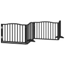  Hundegrind Med Dør Sammenleggbar 4 Paneler Svart 320 cm Poppeltre 352225