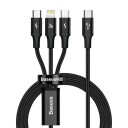 Baseus 3-i-1 Hurtiglader USB-kabel 1,5 m Svart